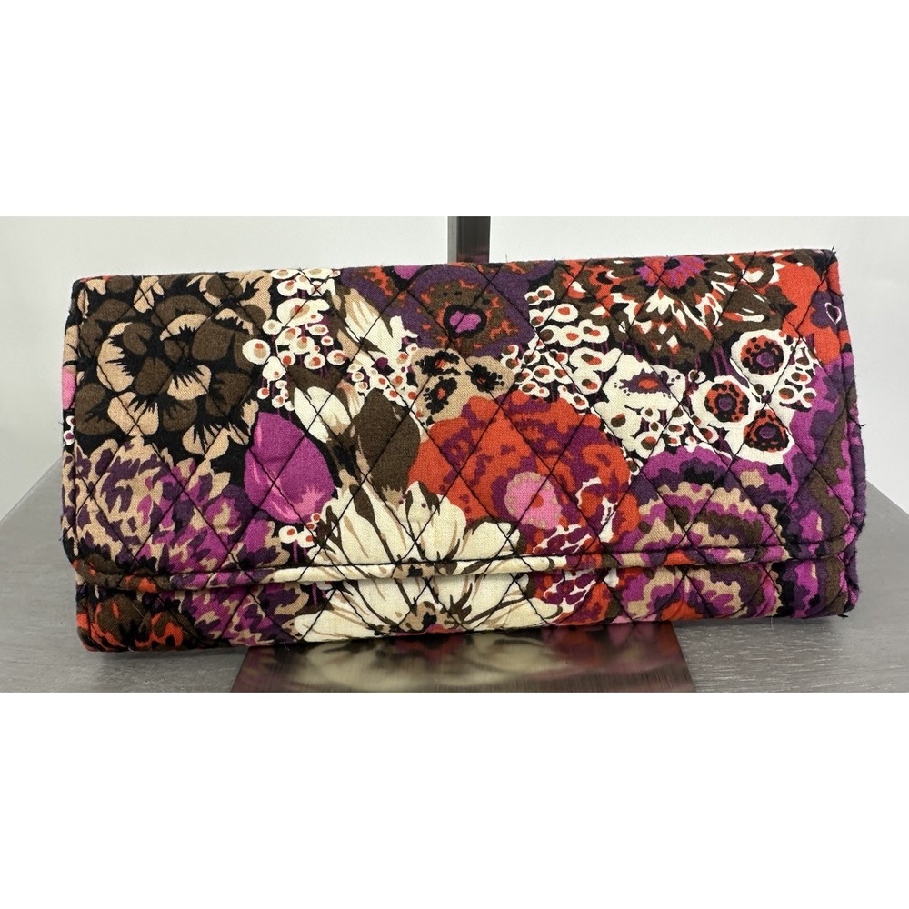 Vera Bradley Rosewood Trifold Wallet Clutch Retired Pattern Side Pocket Floral